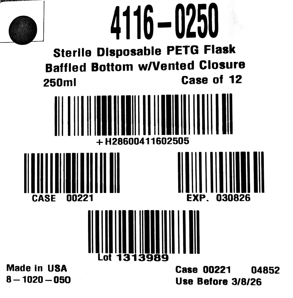 Sterile Disposable PETG Flask Baffled Bottom 4116-0250.webp
