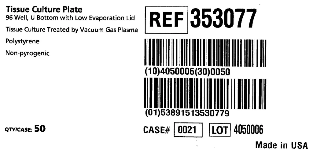 Tissue Culture Plate 96 Well U Bottom with evaporation Lid 353077 GIMP.webp