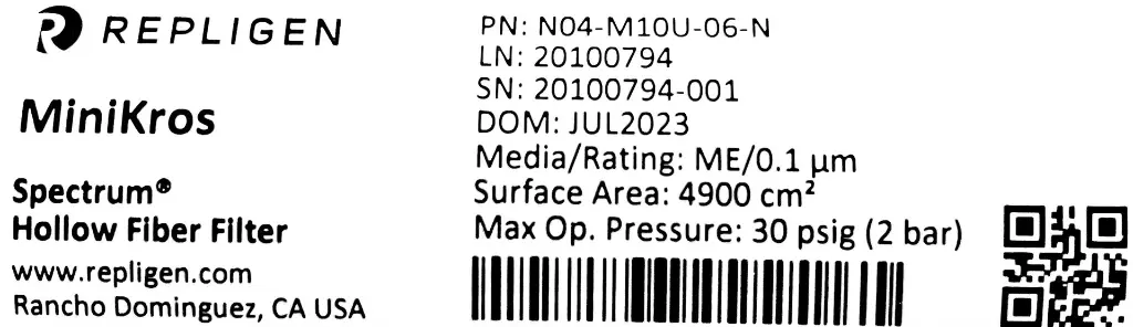 Repligen Minikros N04-M10U-06-N Label.webp